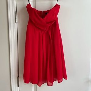 Red strapless cocktail dress